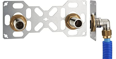 FIXSYSTEM Kit platine de sortie cloison pour tube PER à Compression (à Visser) Ø12 - sorties entraxe 150 millimètres mâle 20x27 (3/4) pour robinet Douche/Baignoire - Installation visitable