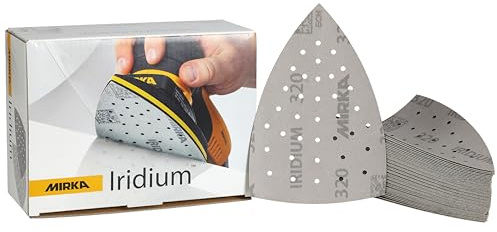 Mirka Schleifdreieck Iridium 100x152x152 mm 36 Loch Klett Korn 320 | Premium Schleifpapier mit 36-Loch Klett ideal für Lack Spachtel Grundierung Holz Stahl Kunststoff