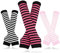 Bellady 3 Paar gestreifte Armstulpen, fingerlose Handschuhe für Damen, Pink, Einheitsgröße