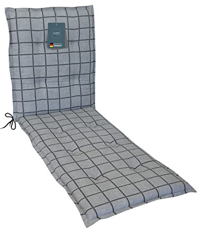 LILENO HOME Sonnenliege Auflage als [1er Set - Rollliege] in Yacht-Karo Hellgrau - Gartenliegen Auflage perfekt für Strandliege - Polster Auflage für Gartenliege (188x60x5cm)