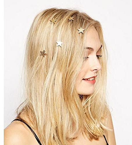 10 x Haarspiralen, Haarring, goldfarbene Sterne, Wirbel, Spirale, Haarnadeln, Haarnadeln, Wirbel, Haarspirale, dekorative Haar-Accessoires