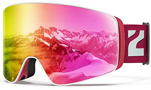 ZIONOR Skibrille, Schneebrille 100% OTG Snowboard Brille Abnehmbare Linse für Herren Damen und Erwachsene