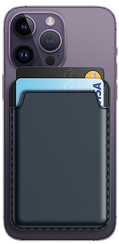JETech Magnetische Wallet Kompatibel mit MagSafe für iPhone 16/15/14/13/12 Serie, PU Kartenhalter (Blau)