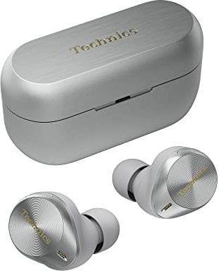 Technics EAH-AZ80E-S kabellose Ohrhörer mit Noise Cancelling, Multipoint Bluetooth 3 Geräte, bequemer In-Ear-Ohrhörer, Kabelloses Laden, Silber