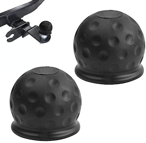 Pinsheng 2Pcs Trailer Hitch Ball Cover, 50mm Rubber Tow Ball Cover Towing Hitch Cover Car, Soft Ball Protect Tow Bar Ball Case Hitch Ball Cover Cap for Towing Trailer Caravan Truck