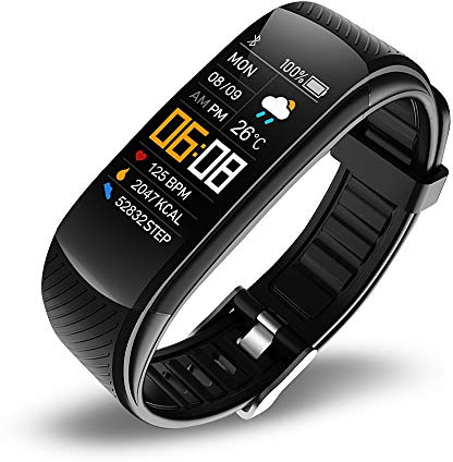 YUEYUEKE Intelligent armband, färgskärm övningskniv grenarmband, hjärtfrekvens, blodtryck, syresättning i blodet hälsoövervakning silikon (svart)