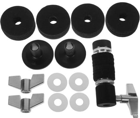 HEMOTON Drum Becken Pads Satz mit 13 Schwarzen Filzpolstern aus Filz und Kunststoff für Schlagzeug mit Schneller Montage und Ausgezeichnetem Klang für Drummer