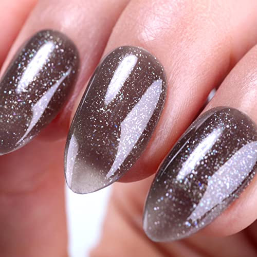 Ozzeal Jelly UV Nagellack, 15ML Schwarz Silber Glitzer Gelee UV Gel Nagellack Transparent Neutral Nackt Frühling Sommer Jelly Gel Nail Polish Soak Off UV LED Gel Nagellack für Nail Art