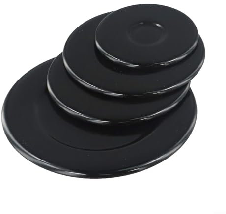 LVYXON Gas Stove Burner Cap Replacement Set 4 Pcs Iron Aluminum Covers for SABAF Cooker Hob 55mm 75mm 100mm Black Efficient Cooking Performance(Concave)