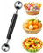 1PC Double-Sided Melon Baller - Round Fruit Scoop - Metal Dessert Scoop - Ice Cream & Fruit Tool - Black (2.5cm & 3cm, 18cm)