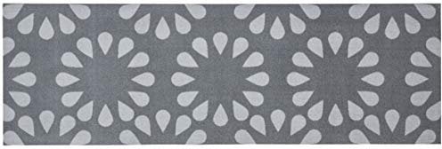 Zala Living Cook & Clean Läufer – rutschfest Teppichläufer Flachgewebe Kurzflor Teppich Küchenteppich Waschbar Küchenläufer Bloom für Flur, Küche, Wohnzimmer – Grau, 50x150cm