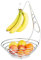 Relaxdays Obstschale mit Bananenhalter, Obstkorb verchromt, Bananenhaken, Stehend, HBT: ca. 42 x 29,5 x 32 cm, silber