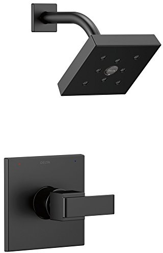 Delta Faucet Ara 14 Series Single-Function Shower Trim Kit with Single-Spray H2Okinetic Shower Head, Matte Black T14267-BL (Valve Not Included)