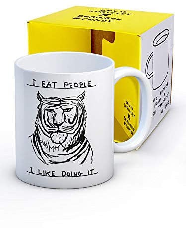 Brainbox Candy Offizielle David-Shrigley-Tasse mit englischer Aufschrift „I Eat People“, lustige Tasse