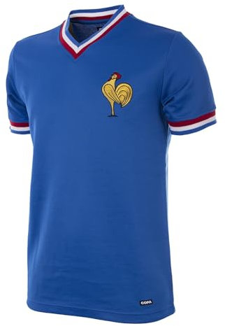 COPA Herren France 1971 Retro Football V-Neck T-Shirt, blau, L