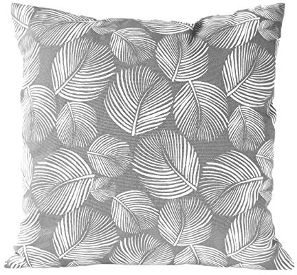 nielsen Home Blätter Kissenbezug 45x45 cm Legierung (Grau/Weiß) Baumwolle Gedruckt Dekokissen Modekissen Sofakissen Couchkissen Dekokissen