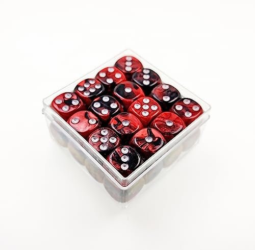 Würfelzeit 7801 - Würfel w6 12 mm, Alyen Red Sundown m/Silber (32 Augenwürfel in Klarsichtbox)