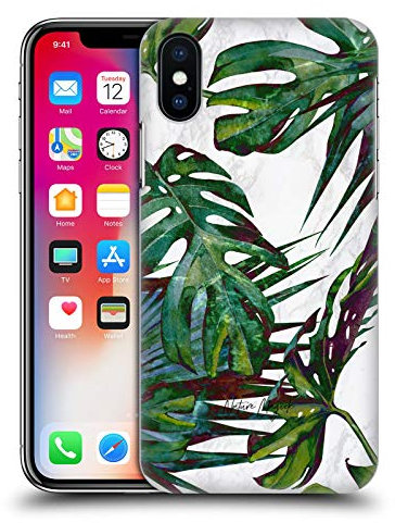 Head Case Designs Officially Licensed Nature Magick Deep Green Palm Tropical Palm Leaves On Marble Hard Back Case Compatible With Apple iPhone X/iPhone XS