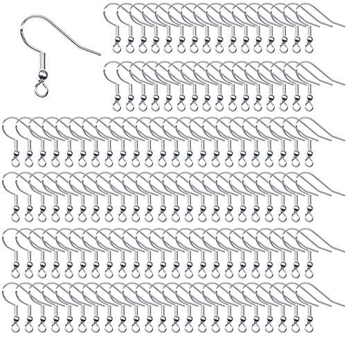 TOAOB 925 Silber 100 Stück 18 mm Ohrring Haken Ohrring Rohlinge Ohrhaken Silber Hypoallergene Ohrhänger Ohrhaken Ohrringe Zubehör mit Perlen und Spule für DIY Ohrhänger Schmuckherstellung