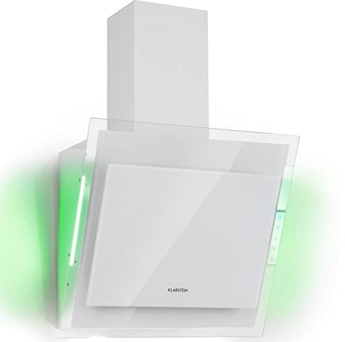 Klarstein Hotte Aspirante 60cm, Hottes de Cuisine Inclinées, Filtre de Hotte en Aluminium, Débit d'Air Puissant 601m³/h, LED, Ecran Tactile, Extracteur d'Air Silencieux, Hotte Efficace avec Evacuation