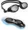 TOPLUS Swimming Goggles, No Leaking Anti Fog UV Protection Swim Goggles Soft Silicone Nose Bridge for Men, Women, Junior, Kids (Black&gey)