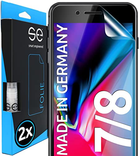 2x se® 3D SCHUTZFOLIE Transparent für Apple iPhone 8,Selbstheilend, 100% Fingerabdruck & FaceID kompatibel, einfache blasenfreie Installation, Ultra-Klar, Stoß-Kratzfest, aus Deutschland