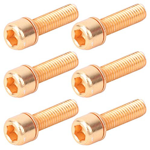 VBESTLIFE Bike Stem Screws, Bike Stem Screw Steering Handlebar Parts Ti-Alloy with Spacer Bike Accessories Kit(Gold)