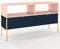 Selsey LESARI - TV-Lowboard/Fernsehschrank mit 2 Schubladen, 2 offenen Fächern, Metallgestell, 120 cm (Dunkelblau/Pink/Metallgestell in Gold)