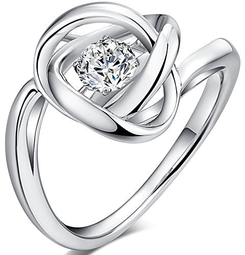 Ring Silber 925 Breit Diamant Damen Zirkonia 54 Mit Stein Weißgold Verlobungsring Hochzeitsring Ehering für Braut