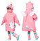 JinBei Impermeabile Bambini Poncho Pioggia con Cappello a Tesa Trasparente Strisce Riflettenti Ragazze Giacche con Tasca Bottoni Cerniera Raincoat Stampa Unicorno Rosa 6-8 Anni