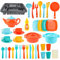 deAO Juguetes de Cocina para Niños 41 Piezas - Juego de Utensilios, Ollas, Platos, Tazas, Tetera y Escurridor de Juguete - Accesorios Chef Infantil - rol de Cocina Regalo Niñas 3 4 5 Años