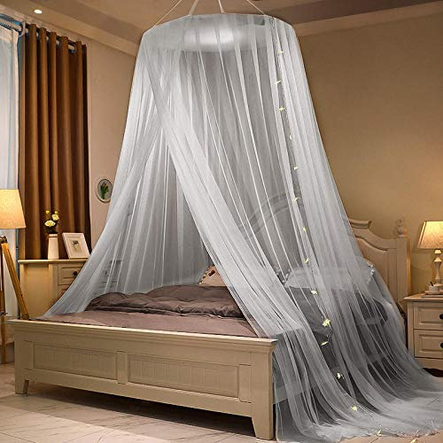 Romantische Moskitonetz GroßE Doppelbett, Kuppel Spitze Prinzessin Bett Baldachin zum Single zu King Size Betten Ideal für Schlafzimmer Dekorative-Grau
