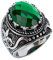 HIJONES Herren Jahrgang Luxus Oval Smaragd Stein Ring aus Edelstahl Gotisch Geschnitzt Muster Silber Größe 62