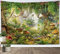 LB Wandteppich Fantasy Wonderland Wandtuch für Kinder Green Forest Wandbehang Pflanzen und Pilze Tapisserie für Wohnzimmer Schlafzimmer Wohnheim Wanddeko,235x180cm