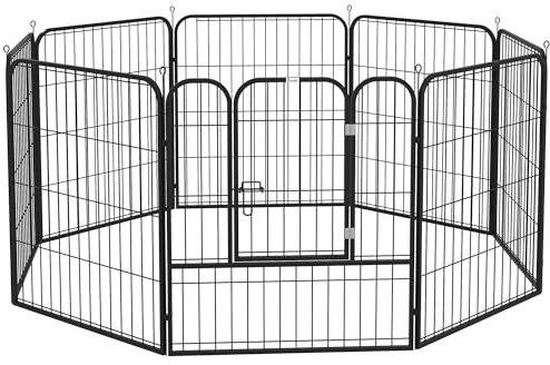 PawHut Welpenauslauf Freigehege Laufstall für Haustier Laufgitter Laufstall Hundegehege individuell gestaltbare Form mit Tür Metall 80 x 80 cm Schwarz