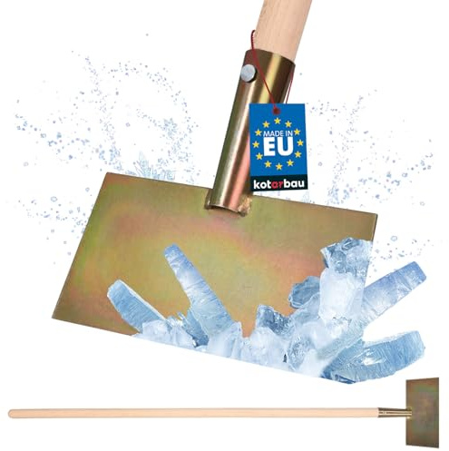 KOTARBAU® Eisschaber 17x22 cm Verzinkt Stahl Eisstößer Holzstiel 120 cm Eeisscharre Eishacker Eisstösser Gartengeräte Stoßscharre Bodenschaber Unkraut Schaber Unkrautschaber Eis Kratzer