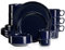 LOVECASA, Porcelain Dinner Set, Dark Blue, 16 Piece Kitchen Dinnerware Service, Plate Ceramic Crockery Set with Dinner Plates, Dessert Plate,Bowls and Mugs, Service for 4