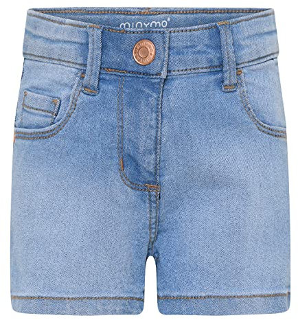MINYMO Girl's Girl Power sretch Denim Shorts, Light Dusty Blue, 140
