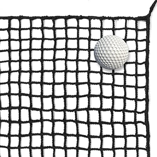 EMEKIAN 3m x 3m Schwarzes Polyester Golf Übungszaunnetz, Schwerlast Golfball-Absperrnetz, Tragbares Golfnetz für Drinnen und Draußen, Golf-Schlagnetz, Verstellbares Schutznetz für Den Hinterhof