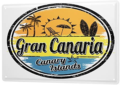 Blechschild Retro - Vintage Metall-Poster für das Wohnzimmer - Gran Canaria kanarische Inseln Motiv - 20 x 30 cm