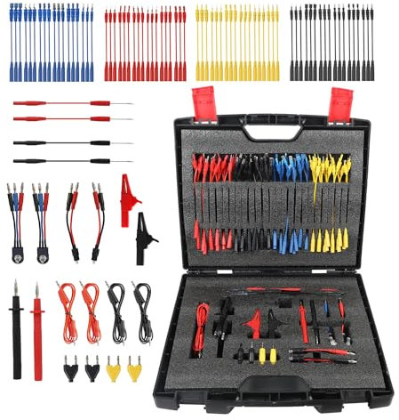 VKALTUL 92-tlg Prüfleitungssatz Kfz, Multimeter Messleitungen Set, Messleitungen Kit Automotive, Messleitungen Kit, Multimeter Probe Kit Fehlersuche Testkabel