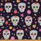 Zuckerschädel Stoff Meterware Blumenfarbener Halloween Polsterstoff Boho Rosen Blumen Dekorationsstoff für Polsterung und Wohnakzente DIY Kunst Wasserdichter Draußen Stoff 920 x 150 (HxB)