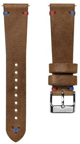 WatchGecko Vintage Simple Handmade Certified Genuine Italian Leather Replacement Watch Strap. Stilvolles & langlebiges Herrenarmband. Einfach doppelt genäht. Hellbraune Pepsi, 20 mm