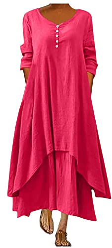 LSAltd Damen Kleid Blümchen Kleider Jerseykleid Damen Kleid Trompetenärmel Sportlich Elegante Kleidung Übersicht Lange Kleider Figurbetontes Damen Rose Kleid 50