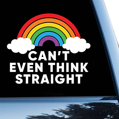LGBT Pride Autoaufkleber Fensteraufkleber Can't Even Think Straight Regenbogen Vinyl Aufkleber für Autos LKW Gay Pride LGBT Equality Lesben Auto Aufkleber 38,1 cm