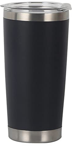 Taza Tazas de cerveza Vaso aislado al vacío de acero inoxidable Termo con tapa Taza de café Botella de agua para automóvil, Negro, 590ml