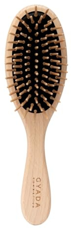 GYADA COSMETICS, ovale Bürste, Medium, ideal zum Entwirren von langen bis mittellangen Haaren, stimulierend und massierend, nicht splittert und elektrisch, stärkt die Pilferzwiebel, aus Buchenholz