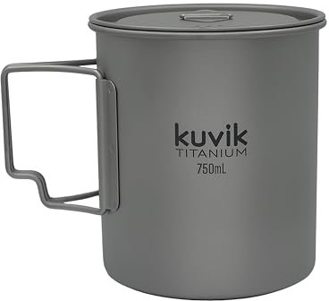 Kuvik 750ml (25.4 oz) Titanium Pot with Lid - Ultralight and Compact Pot for Backpacking, Camping, and Survival