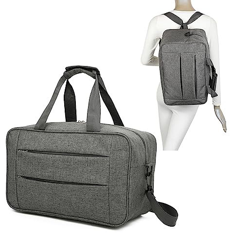 RAYKONG Bolsa de Cabina Convertible en Mochila 40x20x25cm Ryanair 10kg Equipaje de Mano Bolso Mochila de Cabina Vueling(Cab2-Conver-Gris)