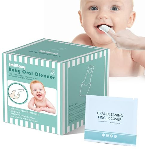 SmilBoxy 35PCS Fingermanschette Baby Oral Cleaner, Baby Zahnbürste Zähne Pinsel mit den Fingern für 0-36 Monate Kleinkind Mundpflege Baby Zunge Zahnbürste Kinder reinigt Zähne Zunge